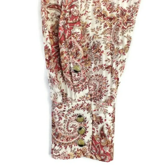 Ariat Soft Orange Paisley Print Long Sleeve Pearl Snap Western Shirt Womens M - Picture 6 of 16